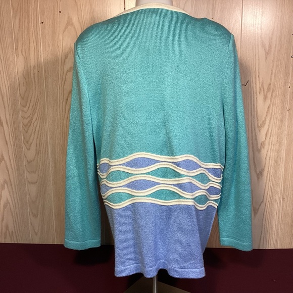 Vintage Sweater Set aqua and purple made by Miata Sport in USA womens size 16 - Picture 3 of 11
